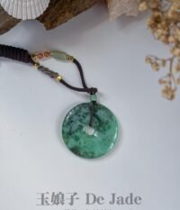 飘绿花平安扣吊坠 Green Floating Flower Peace Pendant