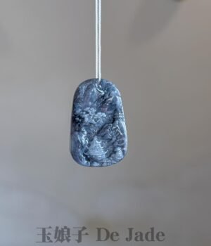乌鸡山水吊坠 Black Chicken Jade Landscape Pendant