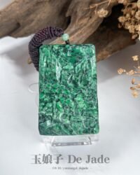 辣阳绿花青山水吊坠 Spicy Apple Green & Bluish Jadeite Landscape Pendant