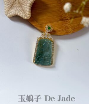 镶嵌山水吊坠 Zircon Landscape Jade Pendant