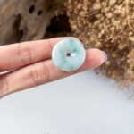 飘蓝花平安扣吊坠 Floating Blue Flower Jade Peace Pendant