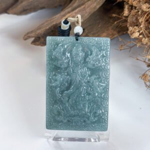 蓝水御龙观音吊坠 Blue Water Jade Guanyin & Dragon Pendant