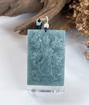 蓝水御龙观音吊坠 Blue Water Jade Guanyin & Dragon Pendant