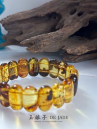 花珀手牌 Flower Amber Wrist Plaque Bracelet