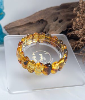 花珀手牌 Flower Amber Wrist Plaque Bracelet