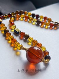 一套紫蜜项链和手链 Purple Beeswax Amber Necklace & Bracelet Set