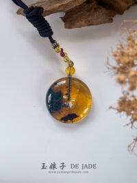 雨花海草琥珀手镯&平安扣 Rain Flower Seaweed Amber Bangle & Peace Pendant