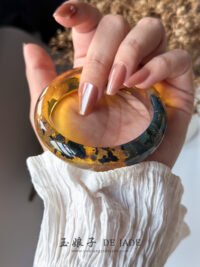 雨花海草琥珀手镯&平安扣 Rain Flower Seaweed Amber Bangle & Peace Pendant