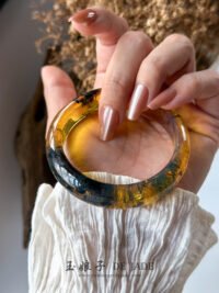 雨花海草琥珀手镯&平安扣 Rain Flower Seaweed Amber Bangle & Peace Pendant