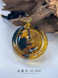 雨花海草琥珀手镯&平安扣 Rain Flower Seaweed Amber Bangle & Peace Pendant