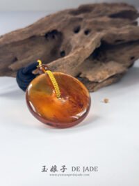 红蜜琥珀手镯＆平安扣 Red Honey Amber Bangle & Peace Pendant Necklace