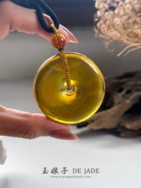 绿茶琥珀手镯＆平安扣吊坠 Green Tea Amber Bangle & Peace Pendant