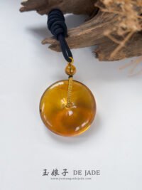 绿茶琥珀手镯＆平安扣吊坠 Green Tea Amber Bangle & Peace Pendant