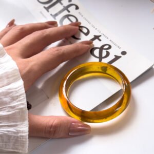 绿茶琥珀手镯＆平安扣吊坠 Green Tea Amber Bangle & Peace Pendant