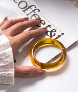 绿茶琥珀手镯＆平安扣吊坠 Green Tea Amber Bangle & Peace Pendant
