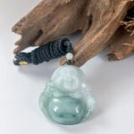 IMG_7037.JPG 飘蓝花笑佛翡翠吊坠 Blue Floral Jadeite Laughing Buddha Pendant