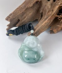 IMG_7037.JPG 飘蓝花笑佛翡翠吊坠 Blue Floral Jadeite Laughing Buddha Pendant