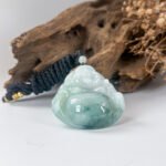 IMG_7038.JPG 飘蓝花笑佛翡翠吊坠 Blue Floral Jadeite Laughing Buddha Pendant