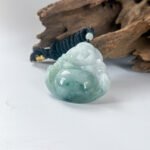 IMG_7039.JPG 飘蓝花笑佛翡翠吊坠 Blue Floral Jadeite Laughing Buddha Pendant