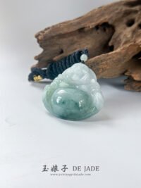IMG_7039.JPG 飘蓝花笑佛翡翠吊坠 Blue Floral Jadeite Laughing Buddha Pendant