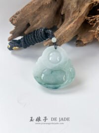 IMG_7040.JPG 飘蓝花笑佛翡翠吊坠 Blue Floral Jadeite Laughing Buddha Pendant
