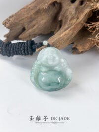 IMG_7041.JPG 飘蓝花笑佛翡翠吊坠 Blue Floral Jadeite Laughing Buddha Pendant